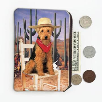 Airedale Terrier Desert Wild West : Gift Coin Purse Dog Pet Animal Cute Arizona Cactus