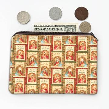 Jesus Birth Our Lady : Gift Coin Purse Christmas Pattern Baby Nativity Christian Religious Vintage