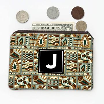 Trendy Abstract Decor : Gift Coin Purse For Father Dad Paisley Squares Arabesque Mosaic