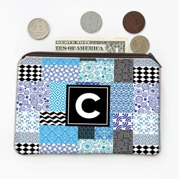 Abstract Patchwork Pattern : Gift Coin Purse Squares Chevron Arabesque Print Winter Home Plaid Art