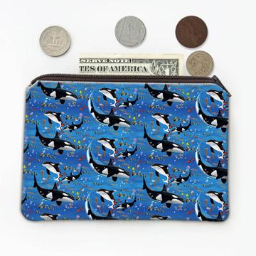Killer Whale Pattern : Gift Coin Purse Ocean Water Animal Lover Whales Kid Children Seamless