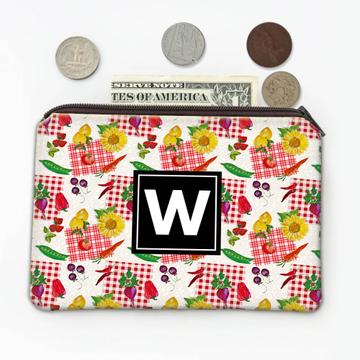 For Kitchen Decor Pattern : Gift Coin Purse Table Towel Sunflower Vegetables Garden Rustic Print