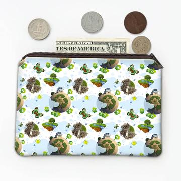 Ecological Pattern : Gift Coin Purse Ecology Ecologist Save The World Recycle Planet Nature Kids