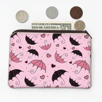 Dotted Umbrellas : Gift Coin Purse Hearts Pink Pattern Rain Baby Shower Girlish Room Decor