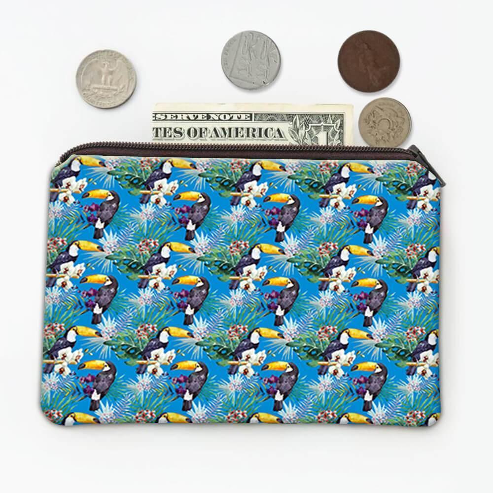 Tropical Blue Parrot Toucan Wallet Real Leather Zipper Coin Phone Purse Clutch for Women 
