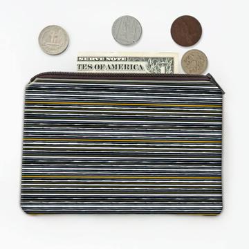 Stripes : Gift Coin Purse Navy Blue Gold Scandinavian Modern Contemporary Design