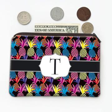 Colorful Pineapple : Gift Coin Purse Black Pattern Sweet Sixteen Friends Teen Party Decor Fruit