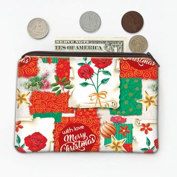 With Love Merry Christmas : Gift Coin Purse Roses Patchwork For Best Friend Husband Wife Wishes