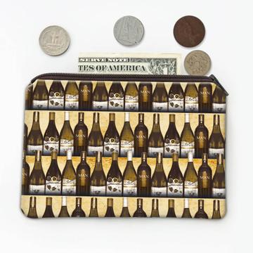 Wine Bottles  : Gift Coin Purse Yellow Pattern