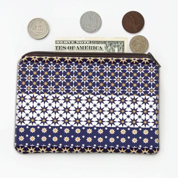 Arabesque Pattern White and Blue : Gift Coin Purse
