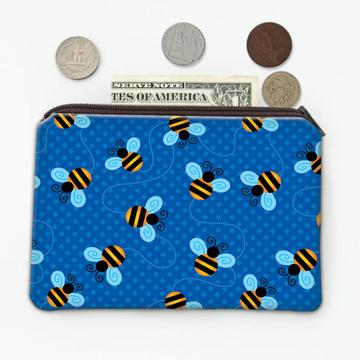 Bee Pattern  : Gift Coin Purse Blue