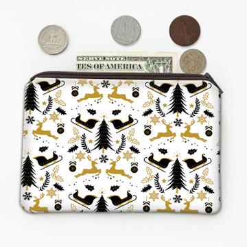 Reindeer Christmas : Gift Coin Purse White Gold Black