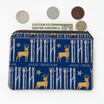 Reindeer Tree Blue : Gift Coin Purse Christmas