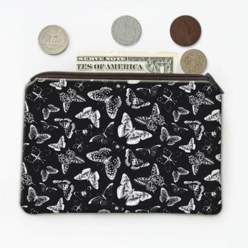 Butterfly Silhouettes : Gift Coin Purse Black White Pattern Shadows Print Insects Animal Garden