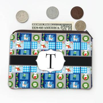 Christmas Llama : Gift Coin Purse Winter Mood Patchwork Kid Quilt Decor Mexican Cactus Funny