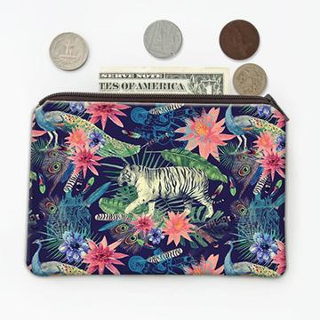 Peacock Painting : Gift Coin Purse Pattern Bird Tiger Animal Flower Wildlife Feather Nature