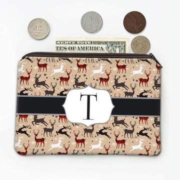 Gingham Deers : Gift Coin Purse Christmas New Year Pattern Fabric Decor Animal Snowflake