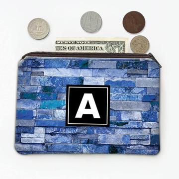 Blue Brick Stone Wall Print : Gift Coin Purse Natural Texture Seamless Pattern Home Decor Art