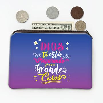Dios God Great Things : Gift Coin Purse Spanish Quote Christian Religious Faith Deus Best Friend