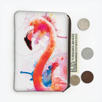 Flamingo Watercolor : Gift Coin Purse Bird Tropical Art Print Modern Splash Nature Animal Florida
