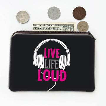 Live Life Loud Wall Art Print Musical Poster : Gift Coin Purse Headphones Teenager Room Decor
