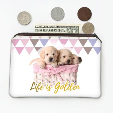 Golden Retriever : Gift Coin Purse Modern Scandinavian Dog Puppy Cute Pink Triangle