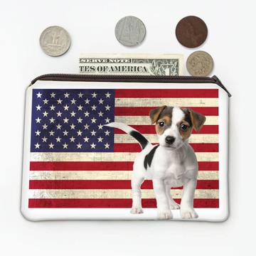 Jack Russell Terrier USA Flag : Gift Coin Purse Dog American United States