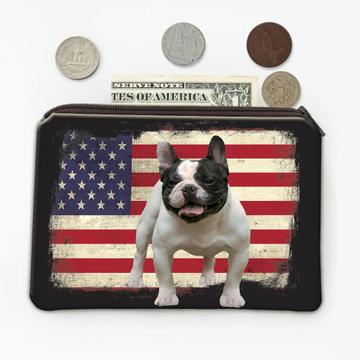 French Bulldog USA Flag : Gift Coin Purse Dog Pet American United States