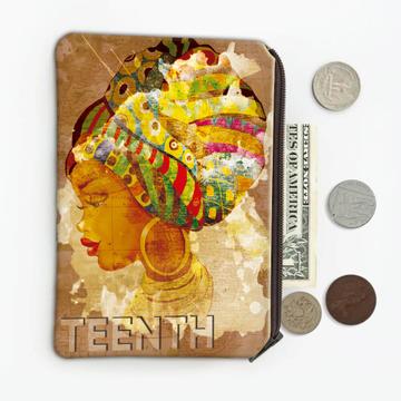 African Woman Portrait Juneteenth : Gift Coin Purse Ethnic Art Black Culture Ethno Watercolor Painting
