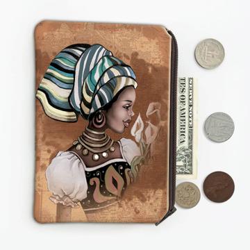 African Woman Portrait Profile : Gift Coin Purse Ethnic Art Black Culture Ethno