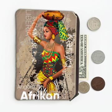 African Woman Countries : Gift Coin Purse Ethnic Art Black Culture Ethno Angola Kenya Liberia