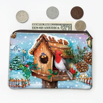 Bird House Cardinal Snow : Gift Coin Purse Christmas Bird Grieving Lost Loved One Grief