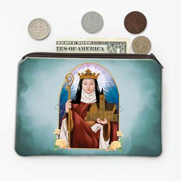 Saint Hilda : Gift Coin Purse Of Whitby Catholic Church Christian Religious Crozier Crown