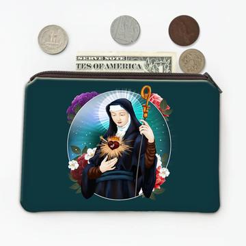 Saint Mechtild : Gift Coin Purse Catholic Church Sacred Heart Crozier Flowers Christian Faith