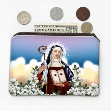 Saint Odile Of Alsace : Gift Coin Purse Catholic Church Bible Eyes Staff Flowers Religious