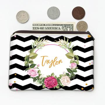 Black And White Chevron : Gift Coin Purse Roses Floral Wreath Abstract Missoni Polka Dots