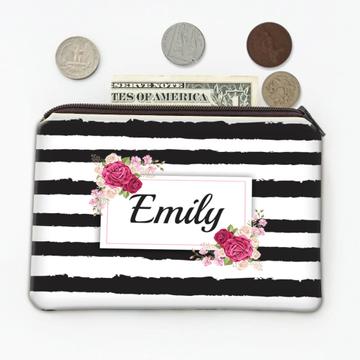 Painted Stripes Floral Frame : Gift Coin Purse Roses Abstract Art Print Office Lines Zebra