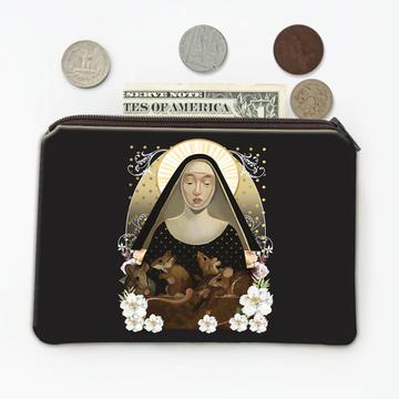 Saint Gertrudes Of Nivelles : Gift Coin Purse Catholic Church Rats Flowers Religious