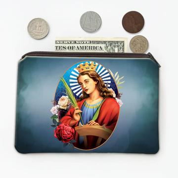 Saint Catherine Of Alexandria : Gift Coin Purse Catholic Church Roses Christian Religious