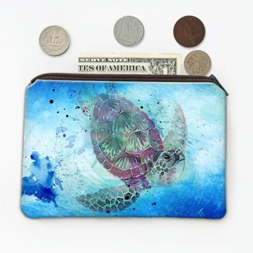 Watercolor Turtle : Gift Coin Purse Ocean Animal Nature Protector Painting Art Yoga Trends