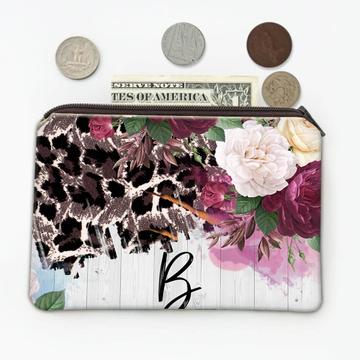Animal Print Feline : Gift Coin Purse Flower Fashion Personalized Name Initial Animals Fauna