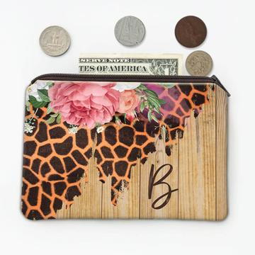 Animal Print Giraffe : Gift Coin Purse Flower Fashion Personalized Name Initial Animals Fauna