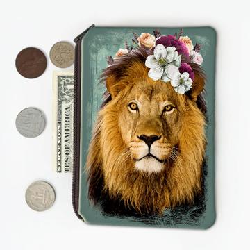 Lion Photography : Gift Coin Purse Flowers Cute Safari Animal Wild Feline Nature Collage
