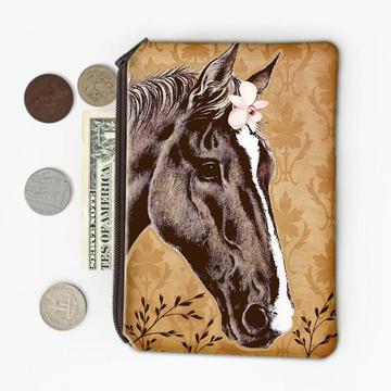 Horse Face Drawing Orchid : Gift Coin Purse Domestic Animal Realistic Art Cute Children