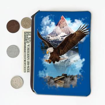 Bold Eagle Wings Open : Gift Coin Purse Wild Bird North America Nature Lake Animal Lover