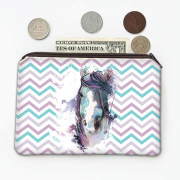 Horse Watercolor Painting : Gift Coin Purse Chevron Abstract Backdrop For Her Best Friend Wall Print