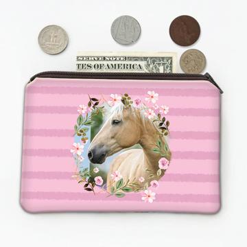 Horse Floral Frame : Gift Coin Purse Art Print Photographic For Her Animal Lover Birthday Nature Cute