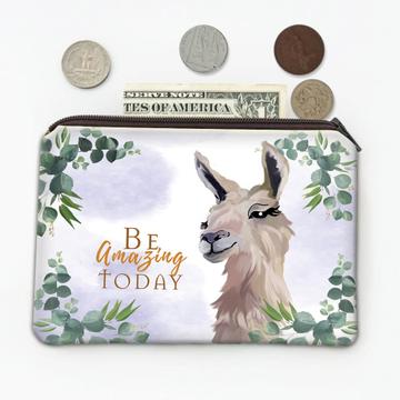 Llama Be Amazing Today : Gift Coin Purse Leaves Frame Cute Animal For Her Him Best Friend