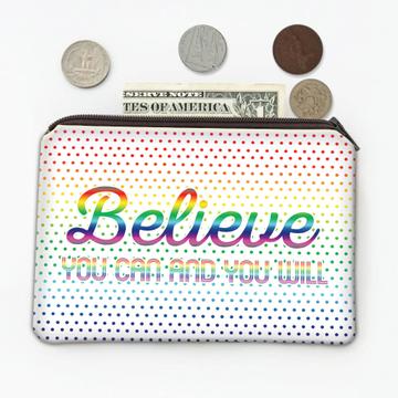 Believe Polka Dots Art Print : Gift Coin Purse For Christian Faithful Friend Abstract Birthday Positive