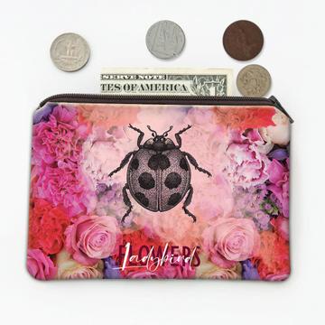 Vintage Ladybug Flowers : Gift Coin Purse Art Design For Woman Her Mother Birthday Feminine
